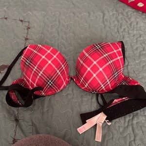 PINK Victoria's Secret Red and Black Plaid Bra